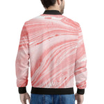 Pink Liquid Marble Print Men's Bomber Jacket