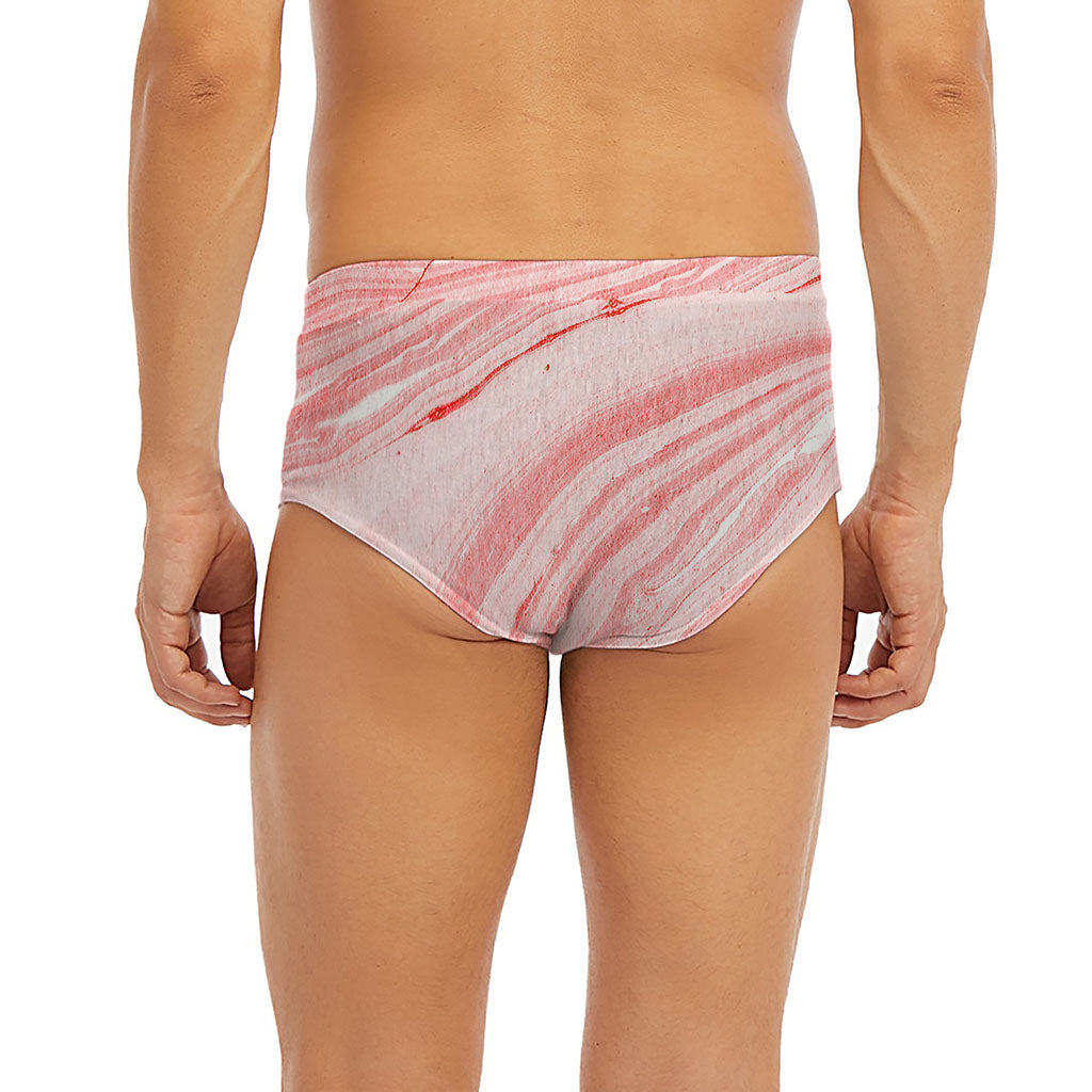 Pink Liquid Marble Print Men's Briefs