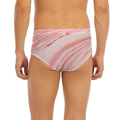 Pink Liquid Marble Print Men's Briefs