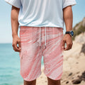 Pink Liquid Marble Print Men's Cargo Shorts