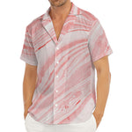 Pink Liquid Marble Print Men's Deep V-Neck Shirt