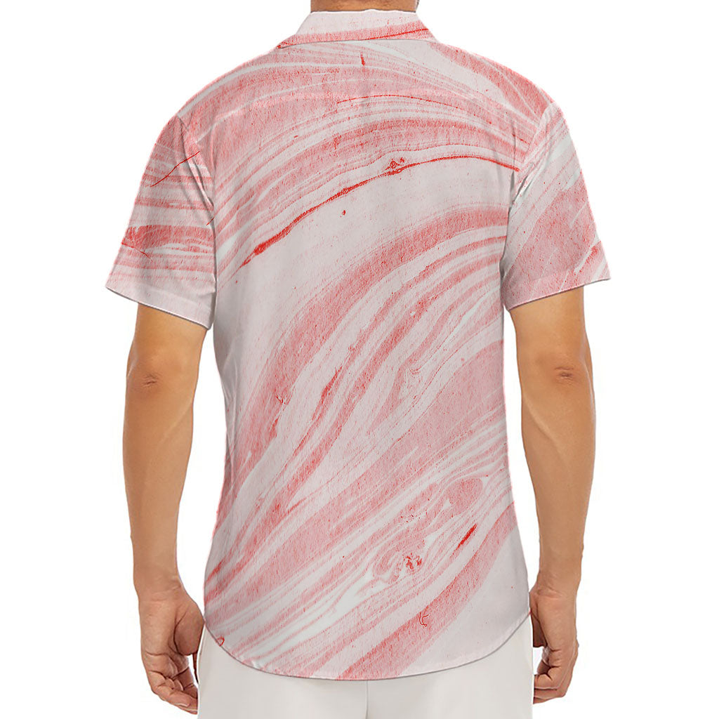 Pink Liquid Marble Print Men's Deep V-Neck Shirt