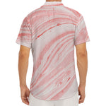 Pink Liquid Marble Print Men's Deep V-Neck Shirt