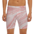 Pink Liquid Marble Print Men's Long Boxer Briefs