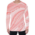 Pink Liquid Marble Print Men's Long Sleeve T-Shirt