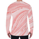 Pink Liquid Marble Print Men's Long Sleeve T-Shirt