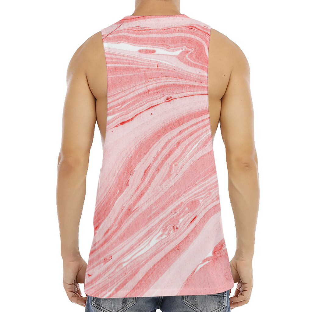 Pink Liquid Marble Print Men's Muscle Tank Top