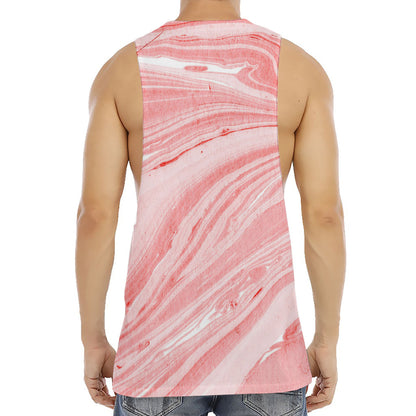 Pink Liquid Marble Print Men's Muscle Tank Top