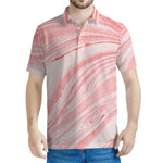 Pink Liquid Marble Print Men's Polo Shirt