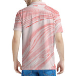 Pink Liquid Marble Print Men's Polo Shirt