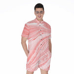 Pink Liquid Marble Print Men's Rompers