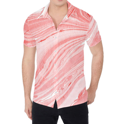 Pink Liquid Marble Print Men's Shirt