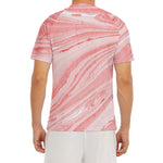 Pink Liquid Marble Print Men's Short Sleeve Rash Guard
