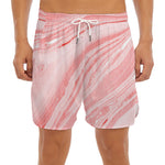 Pink Liquid Marble Print Men's Split Running Shorts