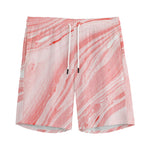 Pink Liquid Marble Print Men's Sports Shorts