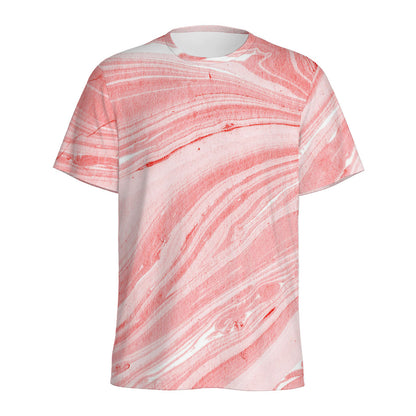 Pink Liquid Marble Print Men's Sports T-Shirt