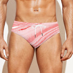 Pink Liquid Marble Print Men's Swim Briefs