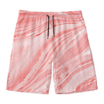 Pink Liquid Marble Print Men's Swim Trunks