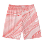 Pink Liquid Marble Print Men's Swim Trunks