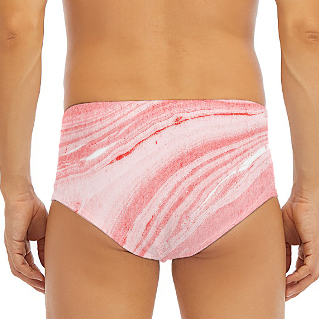 Pink Liquid Marble Print Men's Triangle Swim Briefs