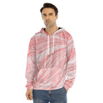 Pink Liquid Marble Print Men's Velvet Pullover Hoodie