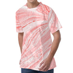 Pink Liquid Marble Print Men's Velvet T-Shirt