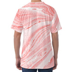 Pink Liquid Marble Print Men's Velvet T-Shirt