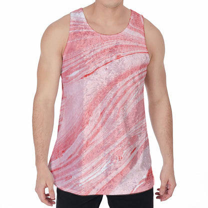 Pink Liquid Marble Print Men's Velvet Tank Top