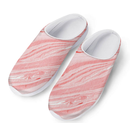 Pink Liquid Marble Print Mesh Casual Shoes