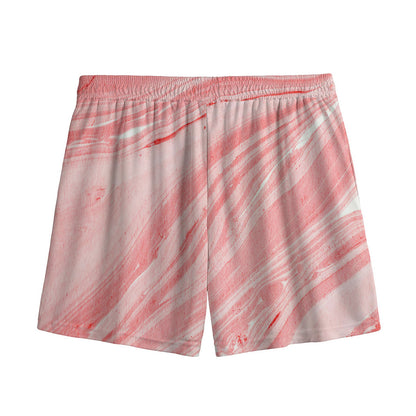 Pink Liquid Marble Print Mesh Shorts