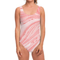 Pink Liquid Marble Print One Piece Swimsuit