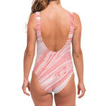 Pink Liquid Marble Print One Piece Swimsuit