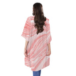Pink Liquid Marble Print Open Front Beach Cover Up