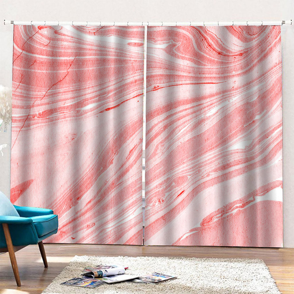 Pink Liquid Marble Print Pencil Pleat Curtains