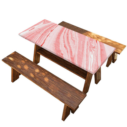 Pink Liquid Marble Print Picnic Table Cover