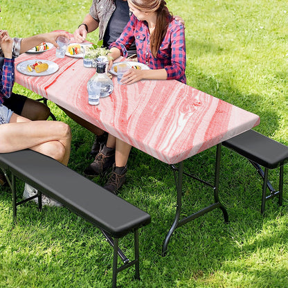 Pink Liquid Marble Print Picnic Table Cover