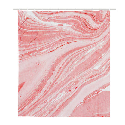 Pink Liquid Marble Print Polyester Shower Curtain