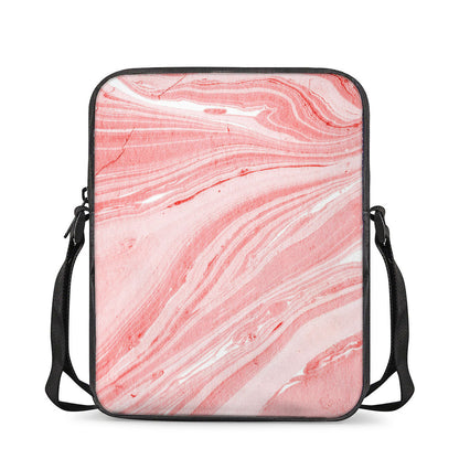 Pink Liquid Marble Print Rectangular Crossbody Bag