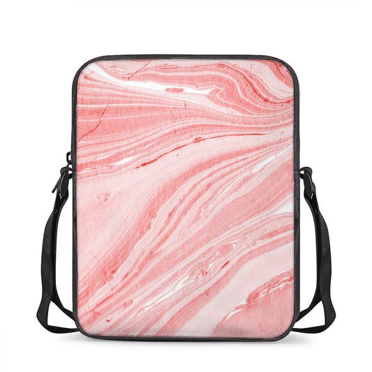 Pink Liquid Marble Print Rectangular Crossbody Bag