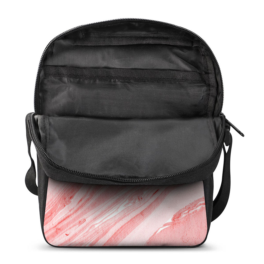Pink Liquid Marble Print Rectangular Crossbody Bag