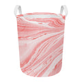Pink Liquid Marble Print Round Laundry Basket