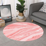 Pink Liquid Marble Print Round Rug
