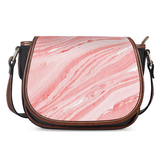 Pink Liquid Marble Print Saddle Bag