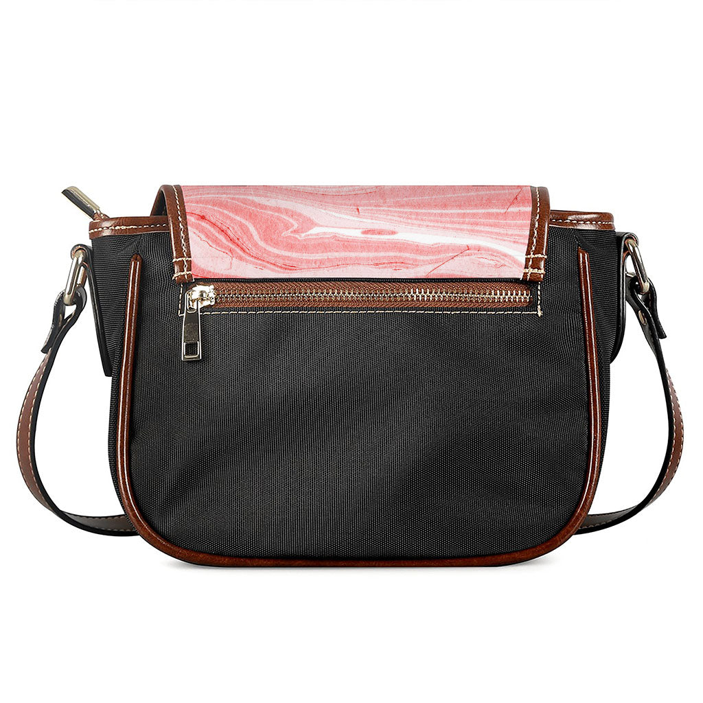 Pink Liquid Marble Print Saddle Bag