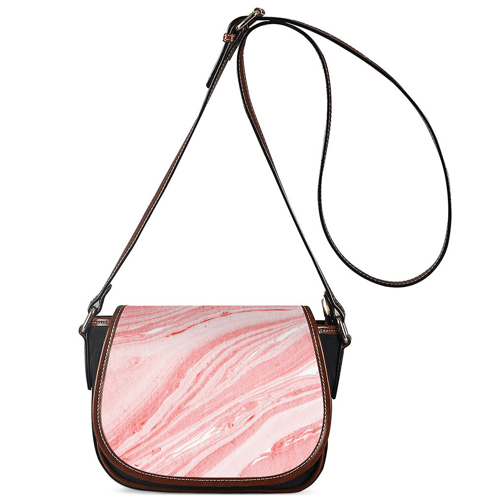 Pink Liquid Marble Print Saddle Bag