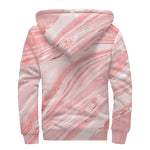 Pink Liquid Marble Print Sherpa Lined Zip Up Hoodie