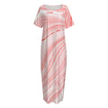 Pink Liquid Marble Print Short Sleeve Long Nightdress