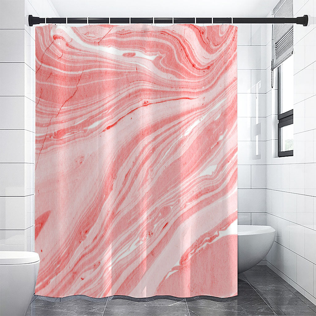 Pink Liquid Marble Print Shower Curtain