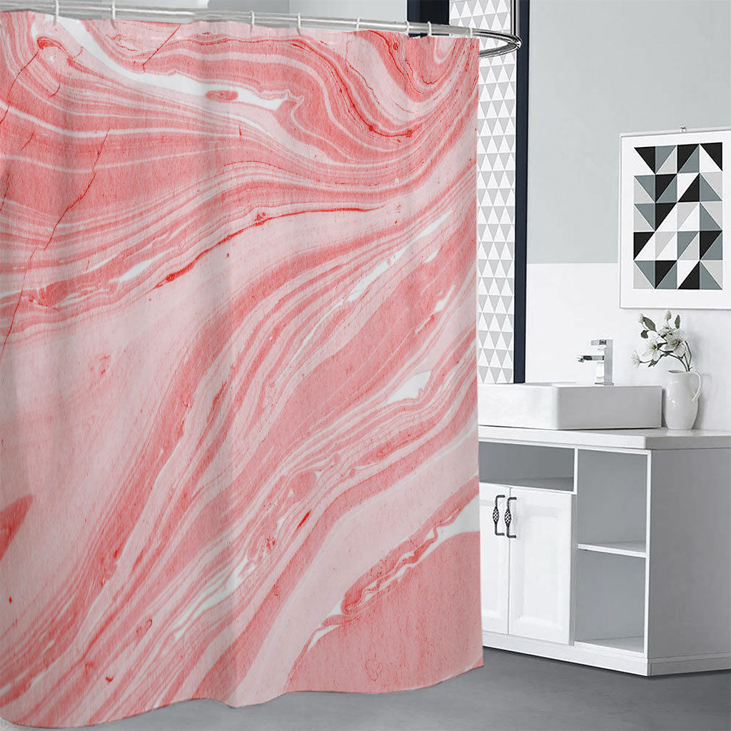 Pink Liquid Marble Print Shower Curtain