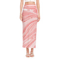 Pink Liquid Marble Print Side Slit Maxi Skirt